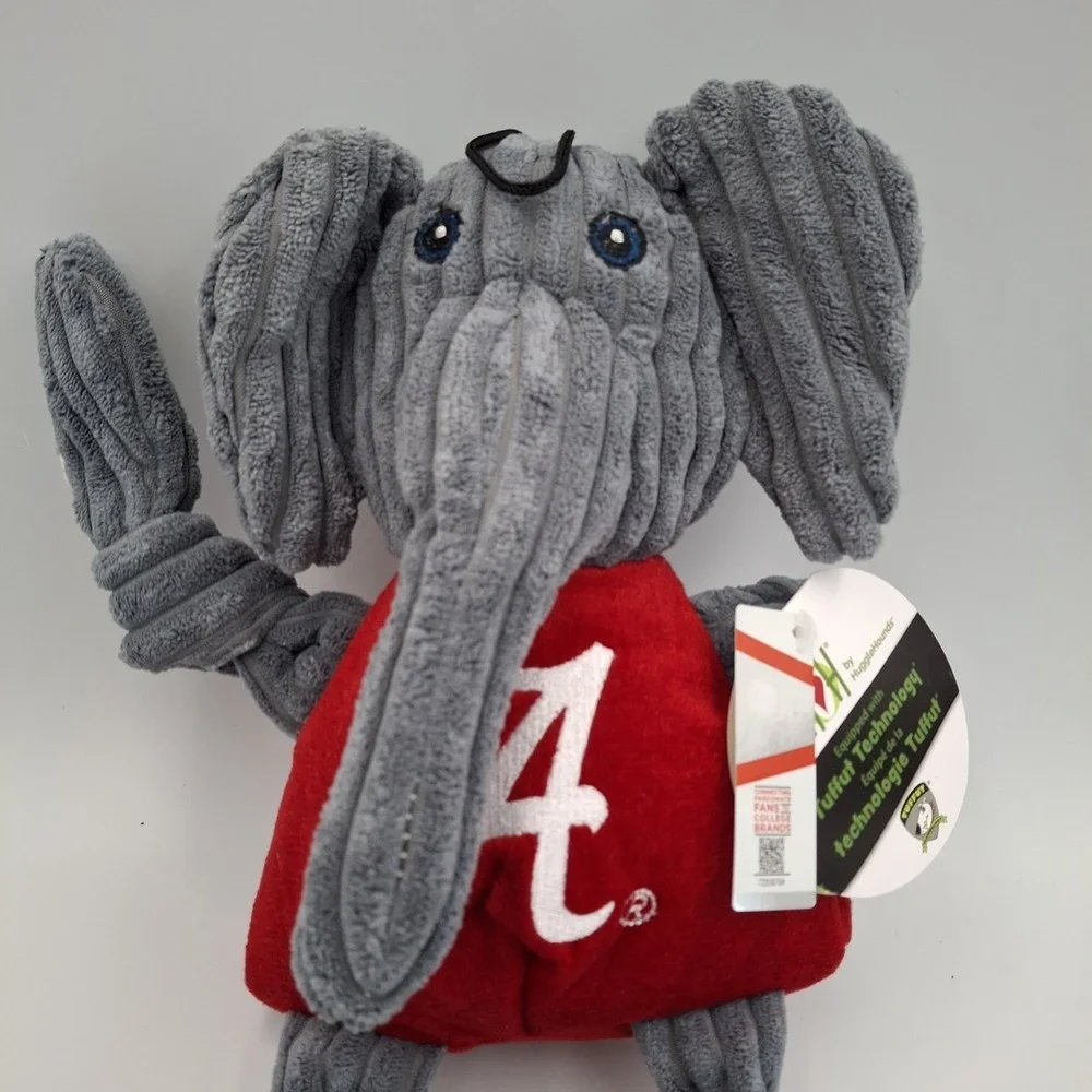 Alabama Crimson Tide HuggleHounds Tuffut Tech Elephant Dog Toy Plush Red Gray NW